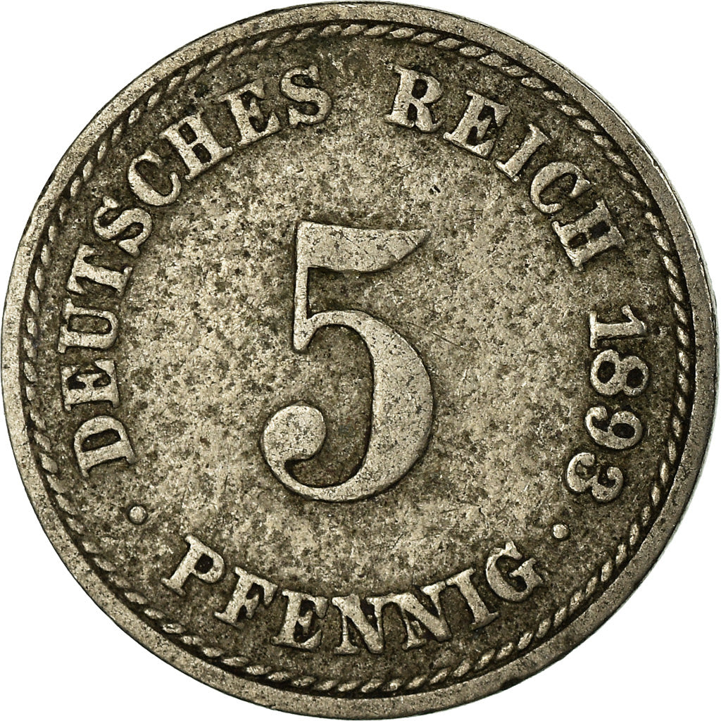 Coin, GERMANY - EMPIRE, Wilhelm II, 5 Pfennig, 1893, Berlin, VF(30-35)