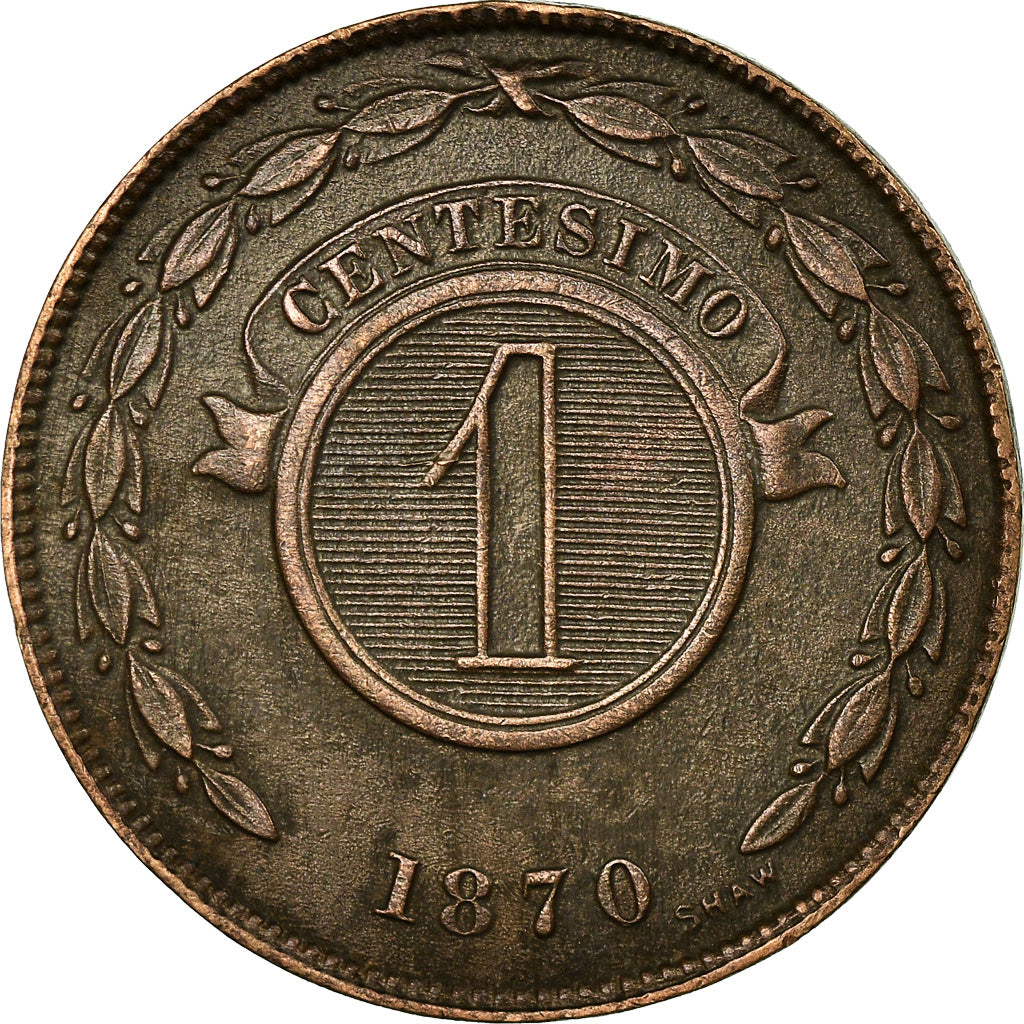 Moneta, Paraguay, Centesimo, 1870, BB, Rame, KM:2