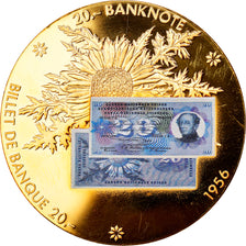 Schweiz, Medaille, Billet de Banque 20 Francs, 1956, UNZ, Copper Gilt