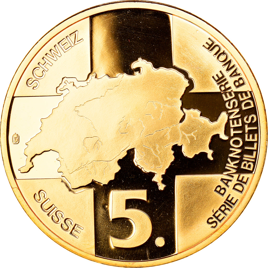 Switzerland, Medal, Billet de Banque 20 Francs, 1956, MS(63), Copper Gilt