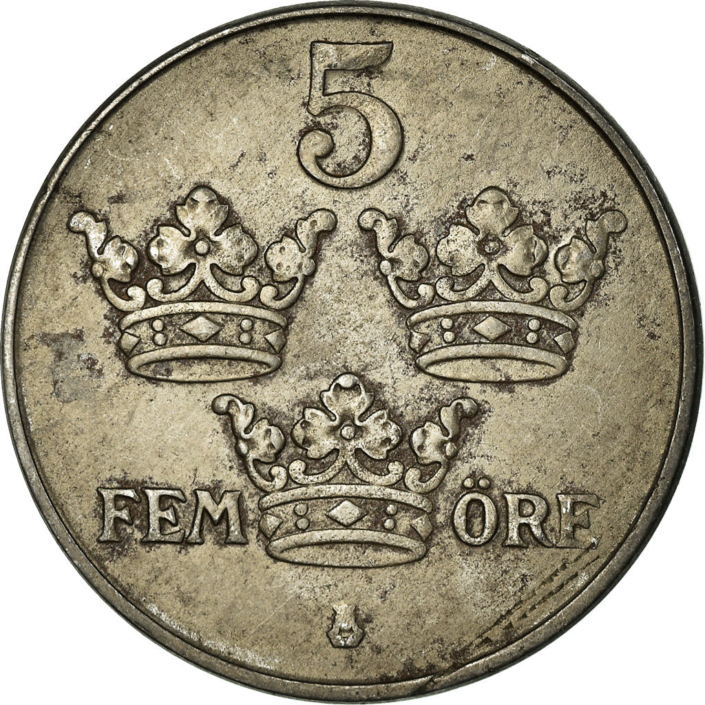 Münze, Schweden, Gustaf V, 5 Öre, 1943, SS, Iron, KM:812