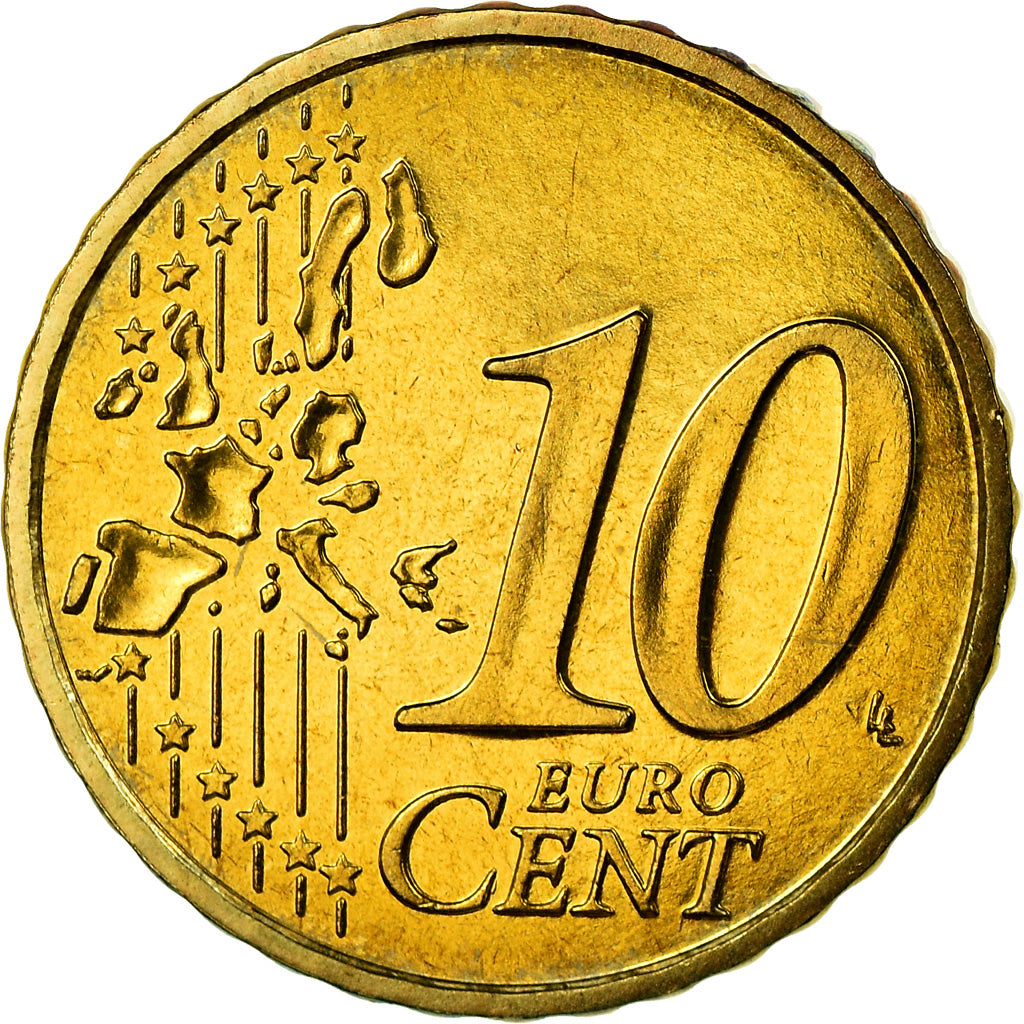 Monaco, 10 Euro Cent, 2002, Paris, MS(65-70), Mosiądz, KM:170