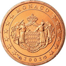 Mónaco, Euro Cent, 2002, MS(65-70), Aço Cromado a Cobre, KM:167