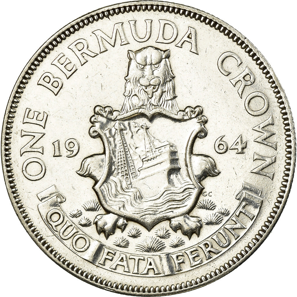 Coin, Bermuda, Elizabeth II, Crown, 1964, AU(55-58), Silver, KM:14