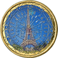 France, Tour Eiffel, Euro, 2002, Colorised, AU(55-58), Bi-Metallic, KM:1288