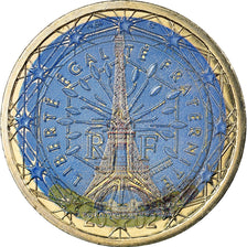 France, Tour Eiffel, 2 Euro, 2002, Colorised, AU(55-58), Bi-Metallic, KM:1289