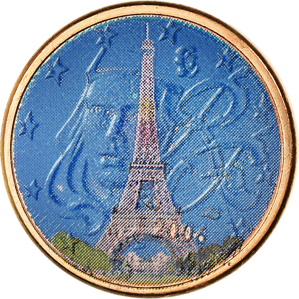 France, Euro Cent, La Tour Eiffel, 2006, Colorised, SUP, Copper Plated Steel