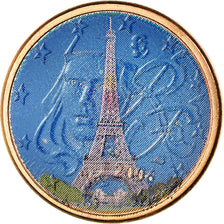France, Euro Cent, La Tour Eiffel, 2006, Colorised, SUP, Copper Plated Steel