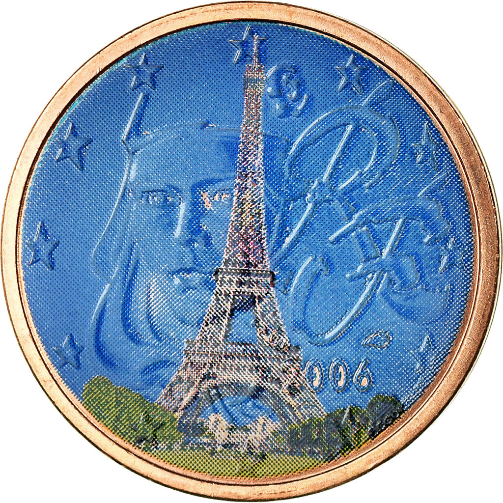 Frankrijk, 2 Euro Cent, La Tour Eiffel, 2006, Colorised, PR, Copper Plated