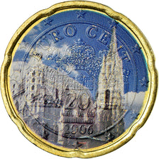 Áustria, Cathédrale Vienne, 20 Euro Cent, 2006, Colorised, AU(55-58), Latão