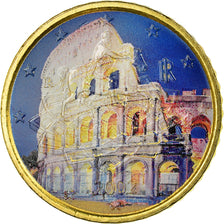 Italy, 50 Euro Cent, Coliseum, 2002, Colorised, AU(55-58), Brass, KM:215