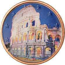 Italy, 2 Euro Cent, Coliseum, 2005, Colorised, AU(55-58), Copper Plated Steel
