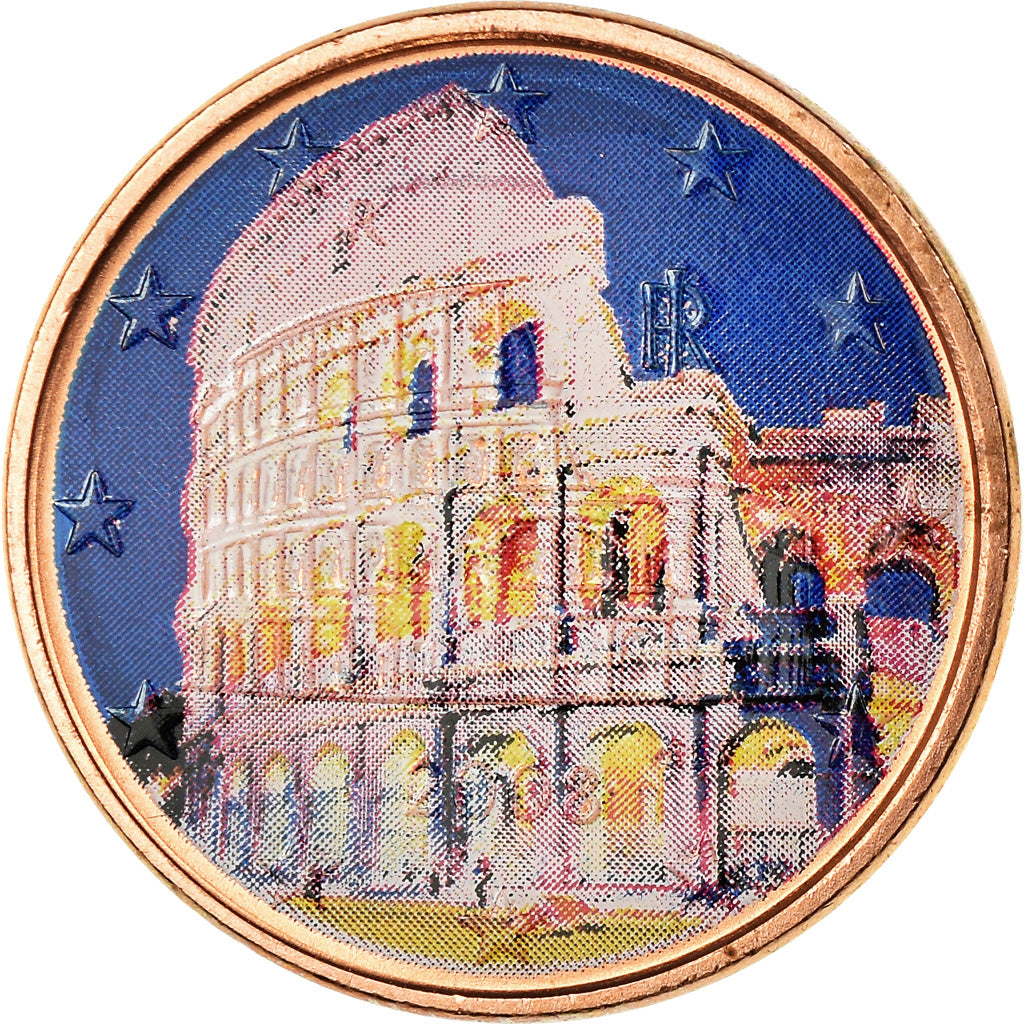 Italia, 5 Euro Cent, Coliseum, 2008, Colorised, SPL-, Acciaio placcato rame