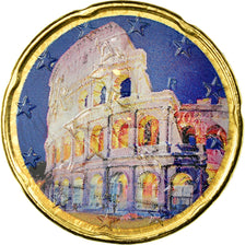 Włochy, 20 Euro Cent, Coliseum, 2008, Rome, Colourized, AU(55-58), Mosiądz