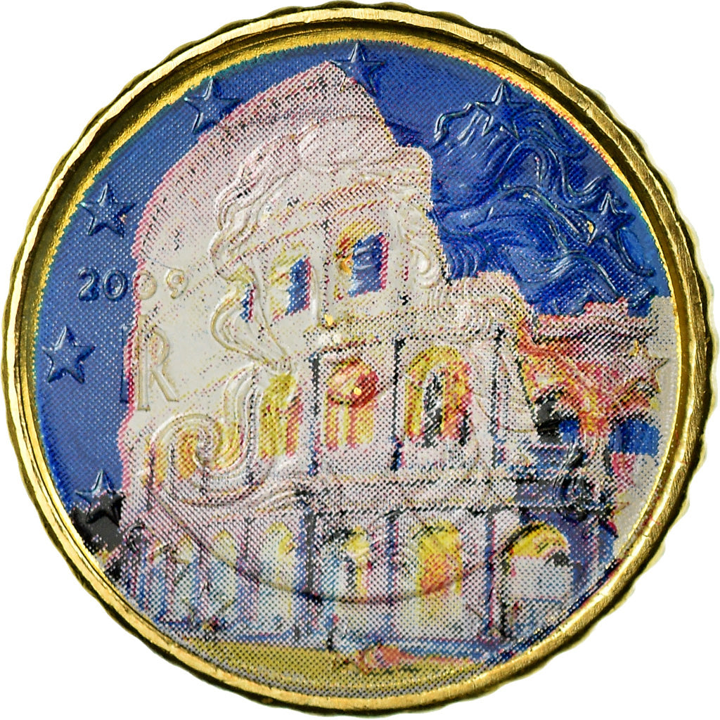 Italy, 10 Euro Cent, Coliseum, 2009, Colorised, AU(55-58), Brass, KM:247
