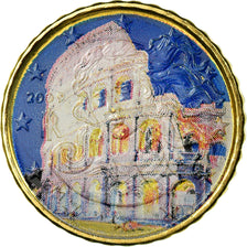 Italy, 10 Euro Cent, Coliseum, 2009, Colorised, AU(55-58), Brass, KM:247