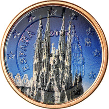 Spain, 5 Euro Cent, 2005, Colorised, AU(55-58), Copper Plated Steel, KM:1042