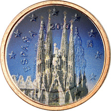 España, 2 Euro Cent, Sagrada Familia, 2010, Colorised, EBC, Cobre chapado en