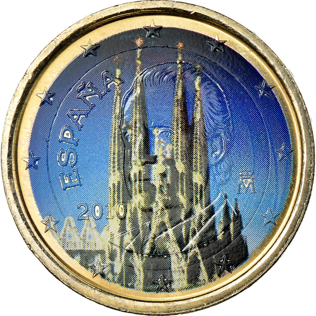 Espanha, 2 Euro, Sagrada Familia, 2010, Colorised, AU(55-58), Bimetálico