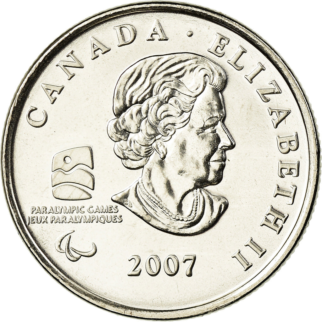 Coin, Canada, Elizabeth II, Paralympic Winter Games, 25 Cents, 2007, Royal
