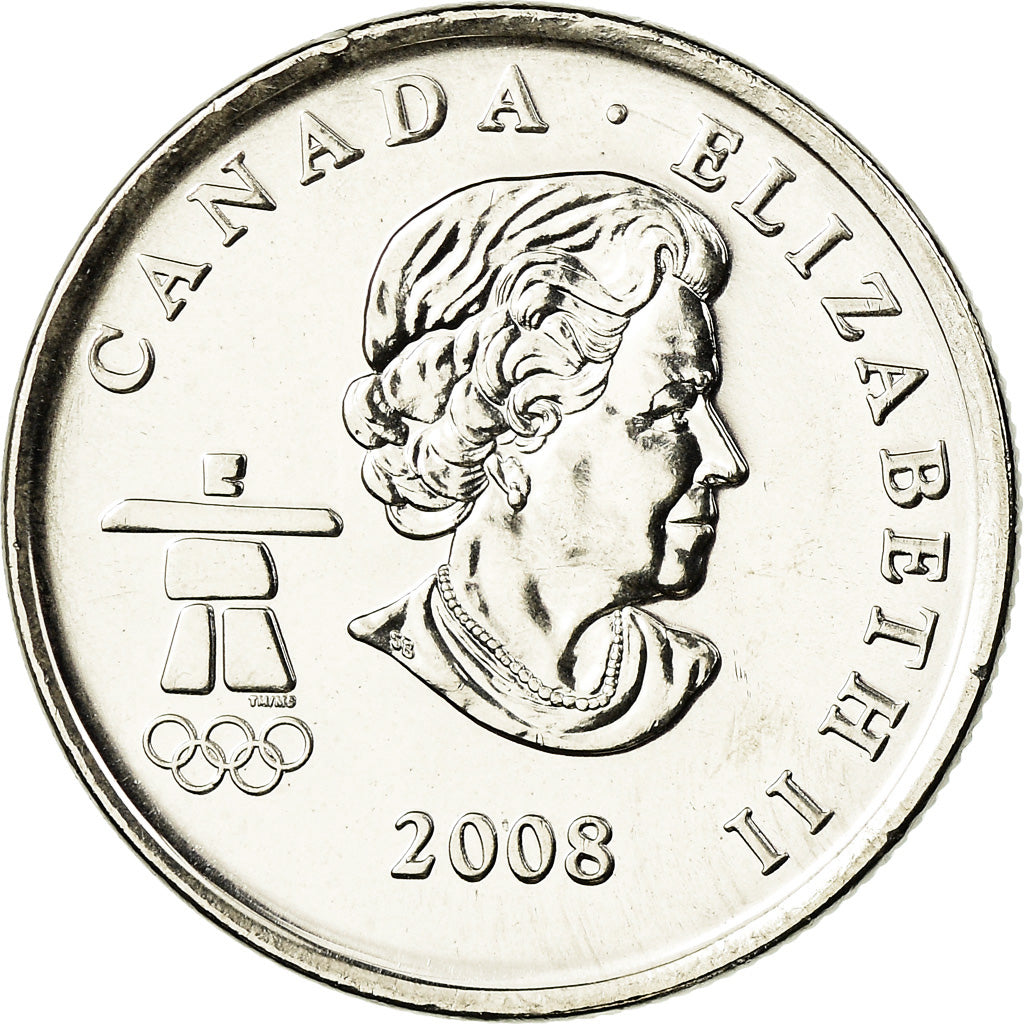 Moneta, Canada, Elizabeth II, Freestyle skiing, 25 Cents, 2008, SPL, Acciaio