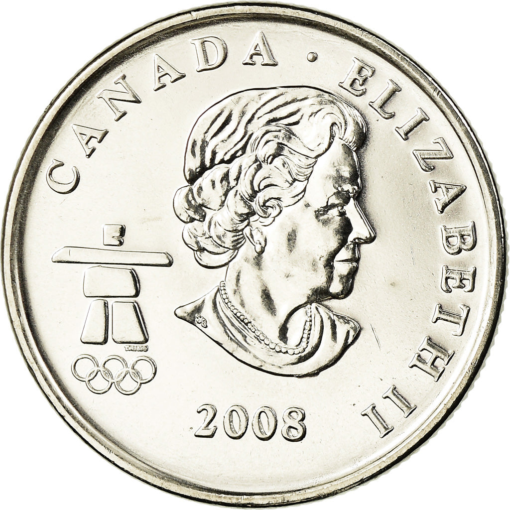 Coin, Canada, Elizabeth II, Snowboard, 25 Cents, 2008, MS(63), Nickel plated