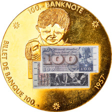 Switzerland, Medal, Billet de Banque 100 Francs, 1957, MS(63), Copper Gilt