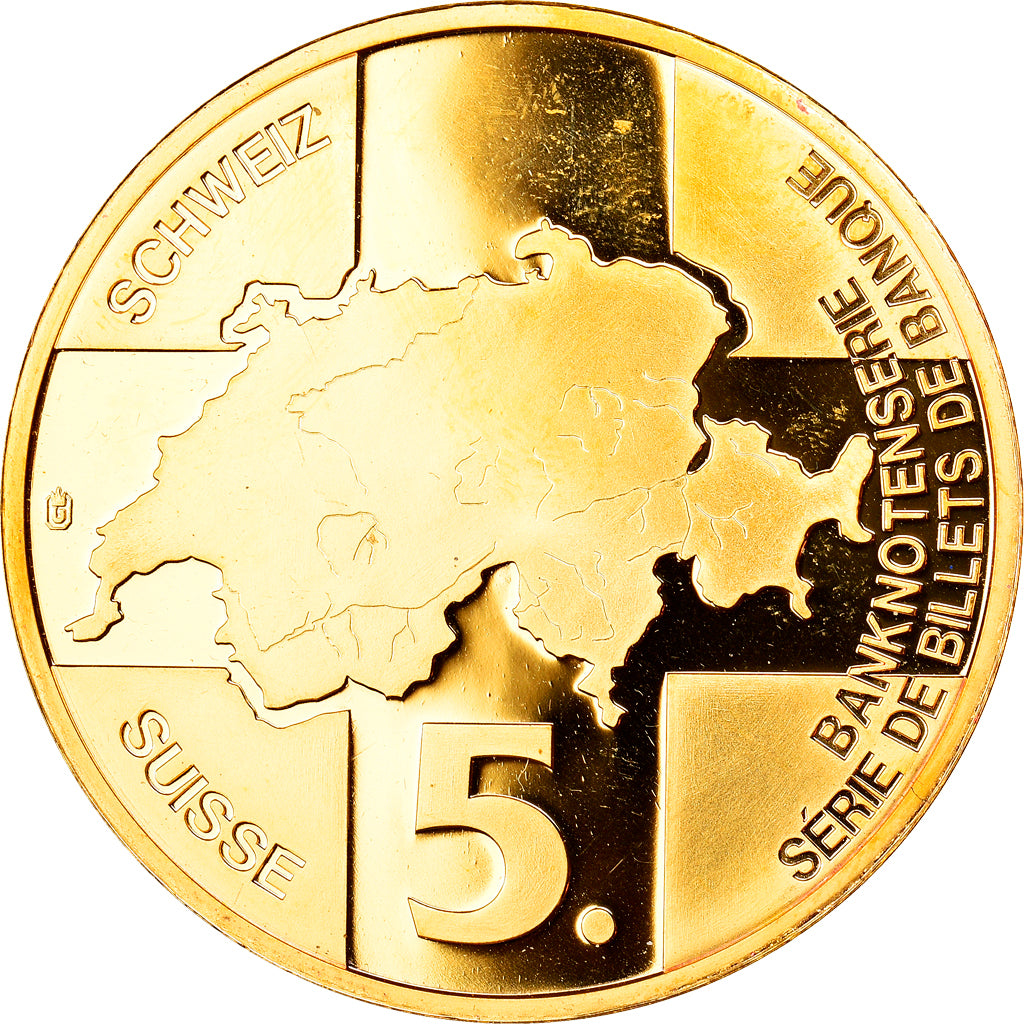 Switzerland, Medal, Billet de Banque 100 Francs, 1957, MS(63), Copper Gilt