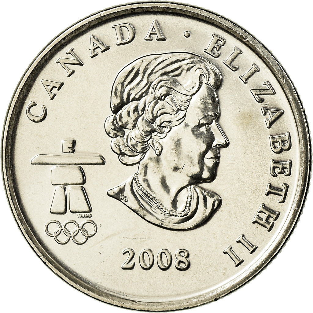 Munten, Canada, Elizabeth II, Figure skating, 25 Cents, 2008, UNC-, Nickel