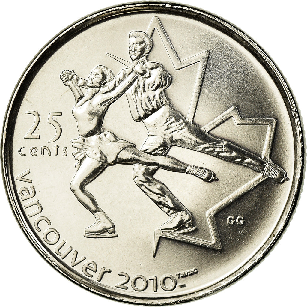 Munten, Canada, Elizabeth II, Figure skating, 25 Cents, 2008, UNC-, Nickel