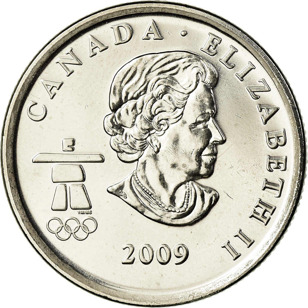 Moneta, Canada, Elizabeth II, Cross-country skiing, 25 Cents, 2009, SPL, Acciaio