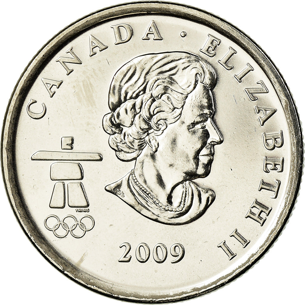 Coin, Canada, Elizabeth II, Speed skating, 25 Cents, 2009, MS(63), Nickel plated
