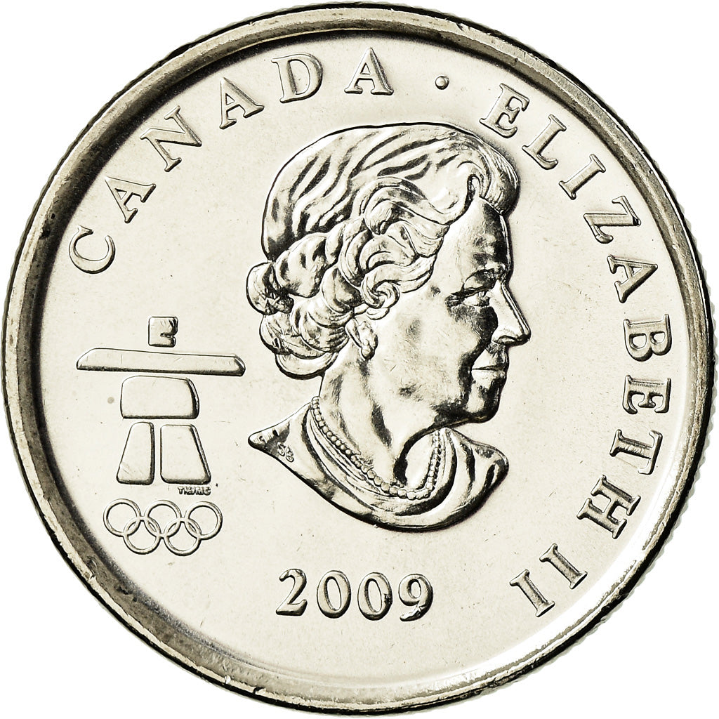 Coin, Canada, Elizabeth II, Speed skating, 25 Cents, 2009, MS(63), Nickel plated