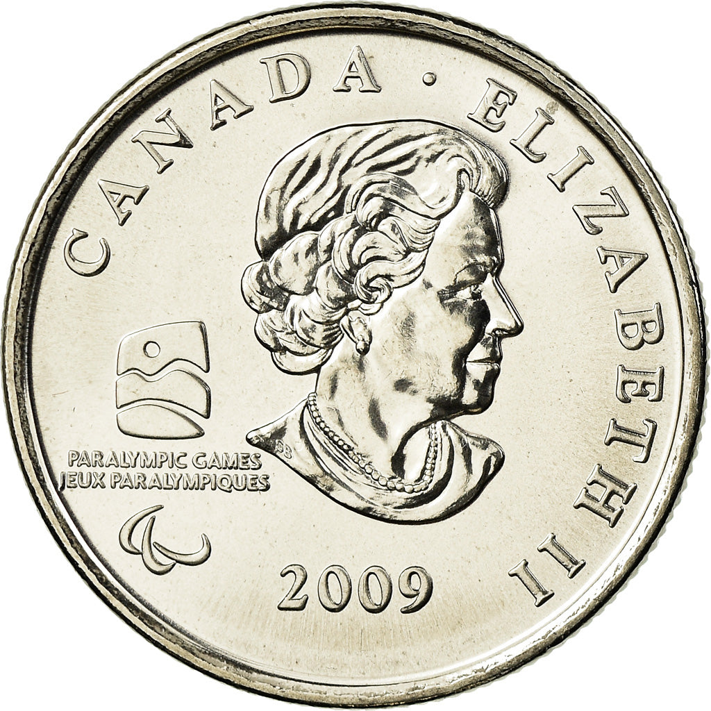 Coin, Canada, Elizabeth II, Sledge hockey, 25 Cents, 2009, MS(63), Nickel plated