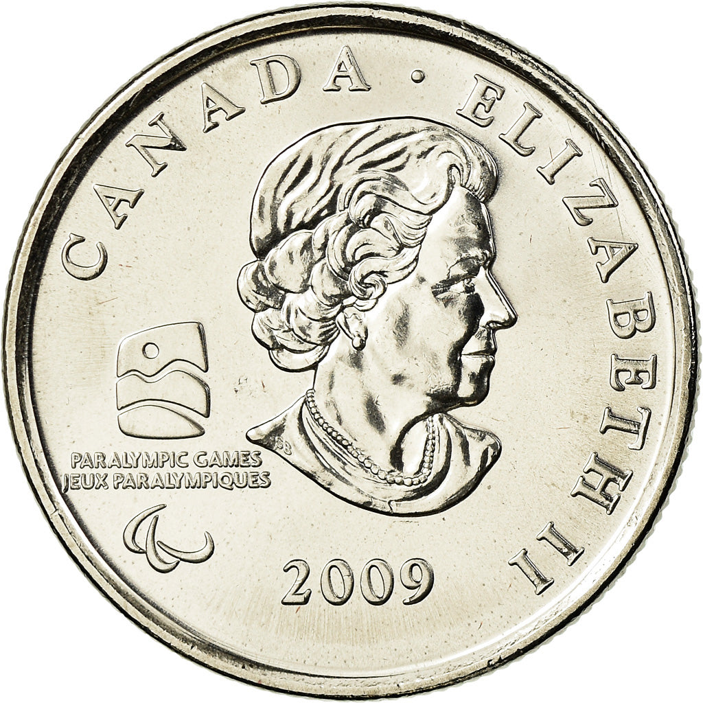 Coin, Canada, Elizabeth II, Sledge hockey, 25 Cents, 2009, MS(63), Nickel plated