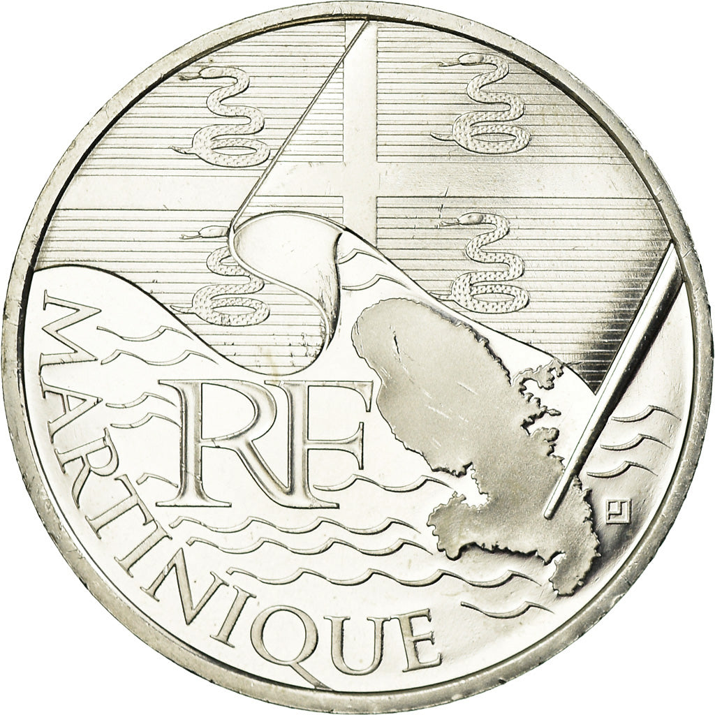 France, 10 Euro, 2010, Martinique, MS(63), Silver, KM:1662
