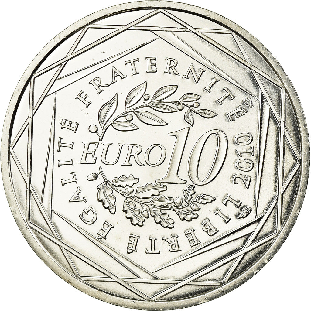 France, 10 Euro, 2010, Réunion, MS(63), Silver, KM:1669