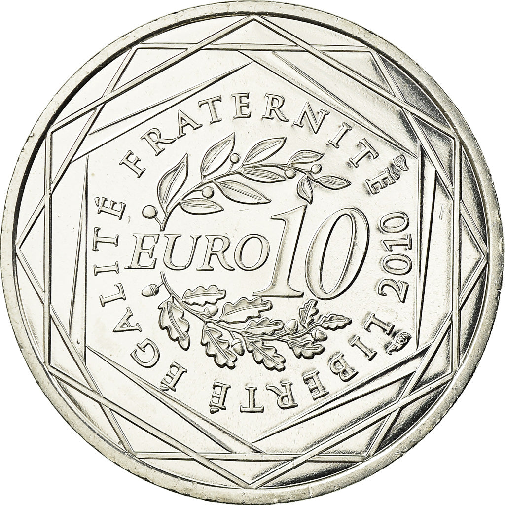 France, 10 Euro, 2010, Guadeloupe, MS(63), Silver, KM:1655