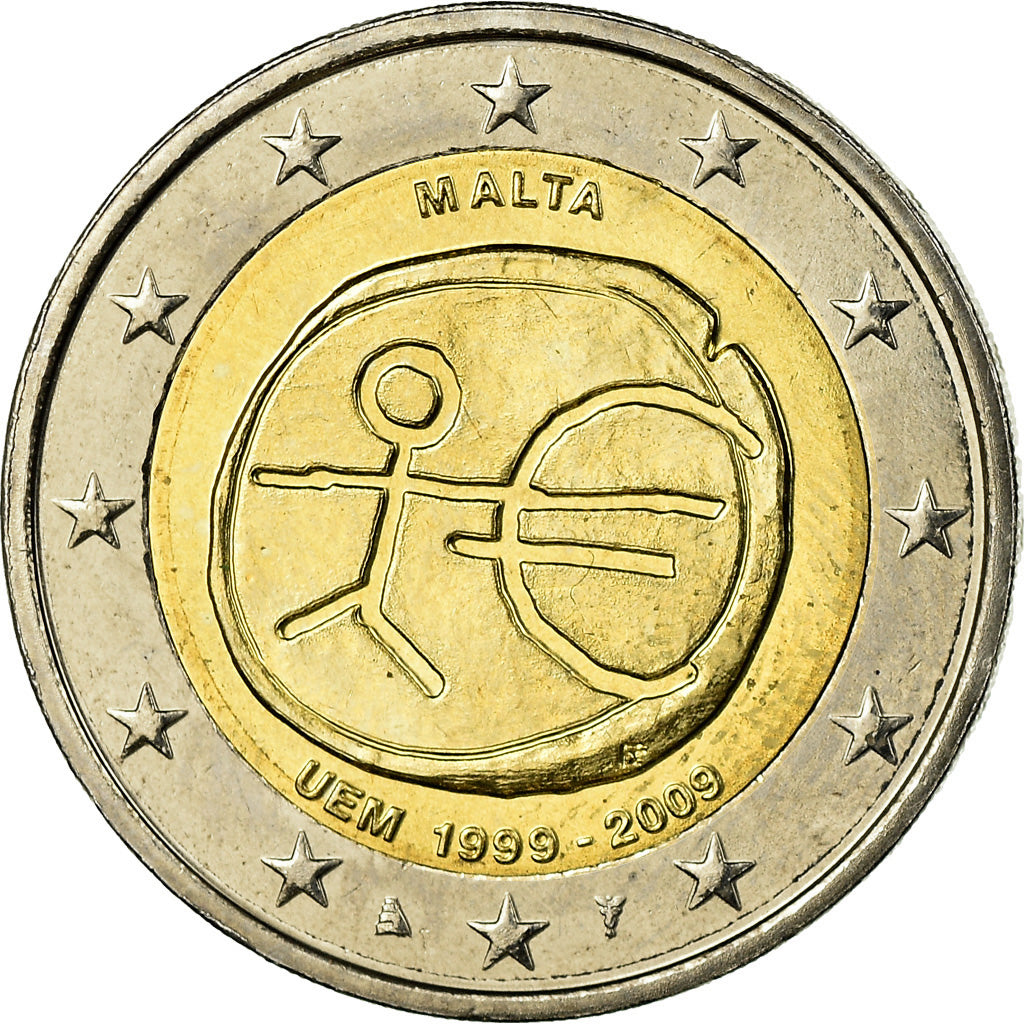 Malta, 2 Euro, EMU, 2009, MS(63), Bi-Metallic