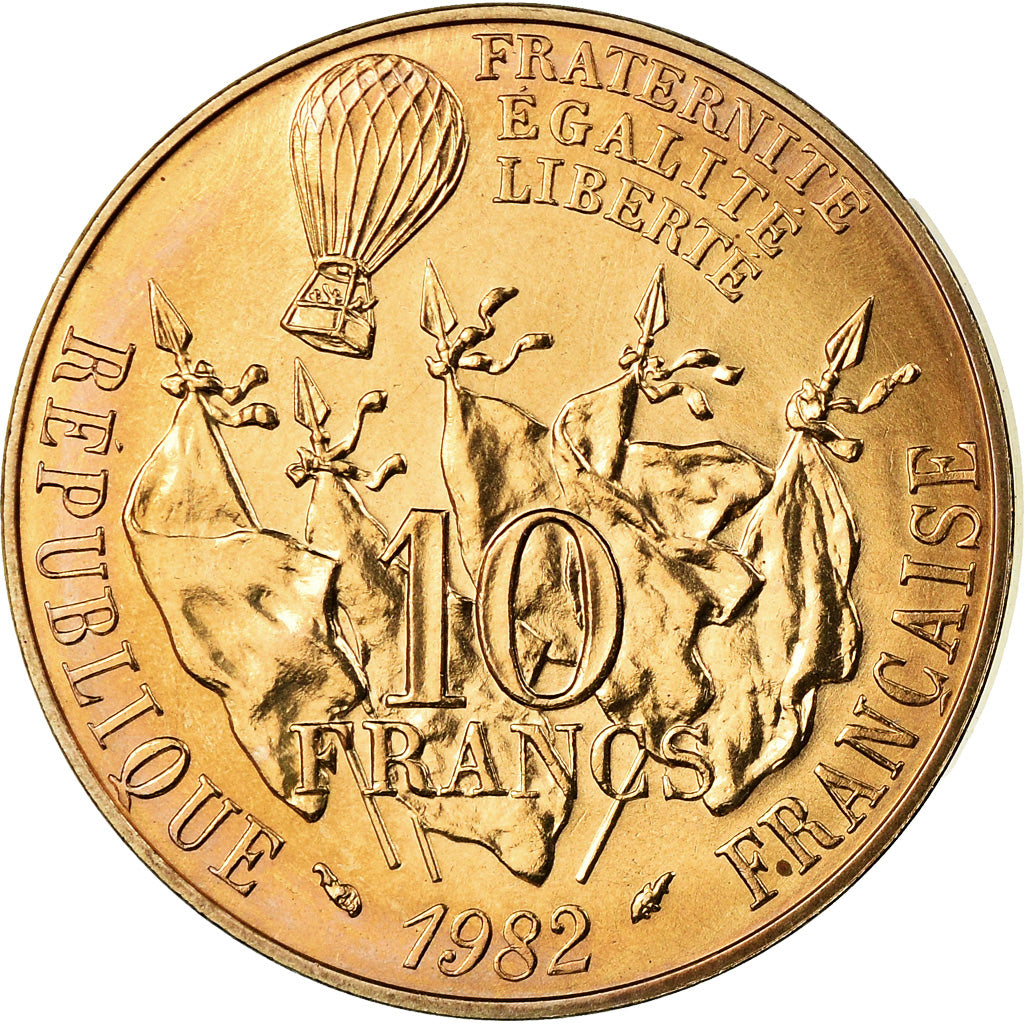 Munten, Frankrijk, Gambetta, 10 Francs, 1982, Paris, FDC, Nickel-Bronze, KM:950