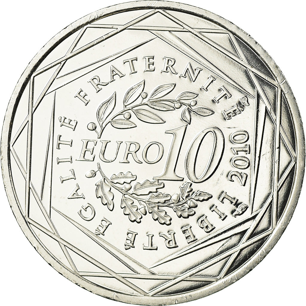 France, 10 Euro, Guyane, 2010, MS(63), Silver, KM:1654