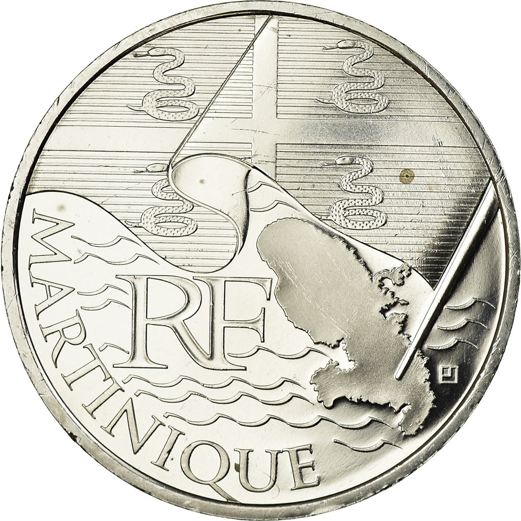 France, 10 Euro, 2010, Martinique, MS(63), Silver, KM:1662