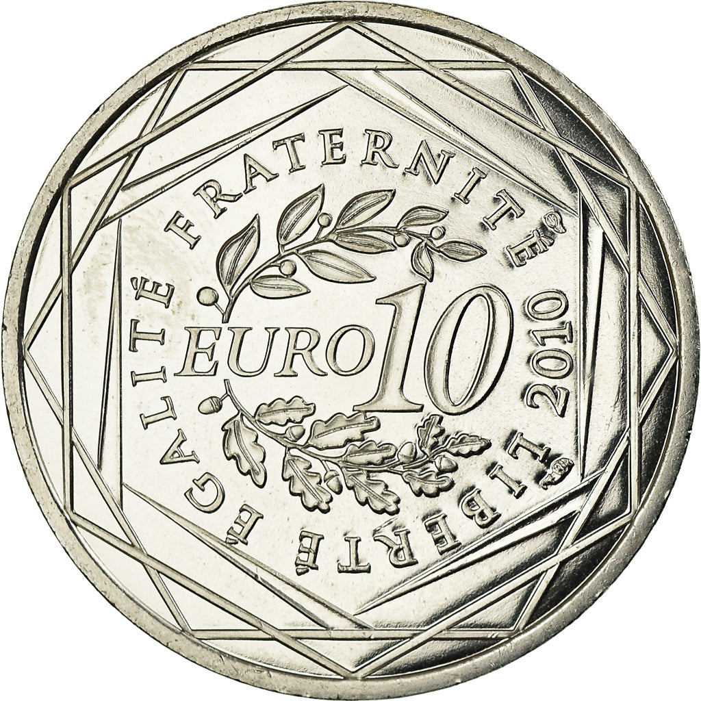 France, 10 Euro, 2010, Guadeloupe, MS(63), Silver, KM:1655