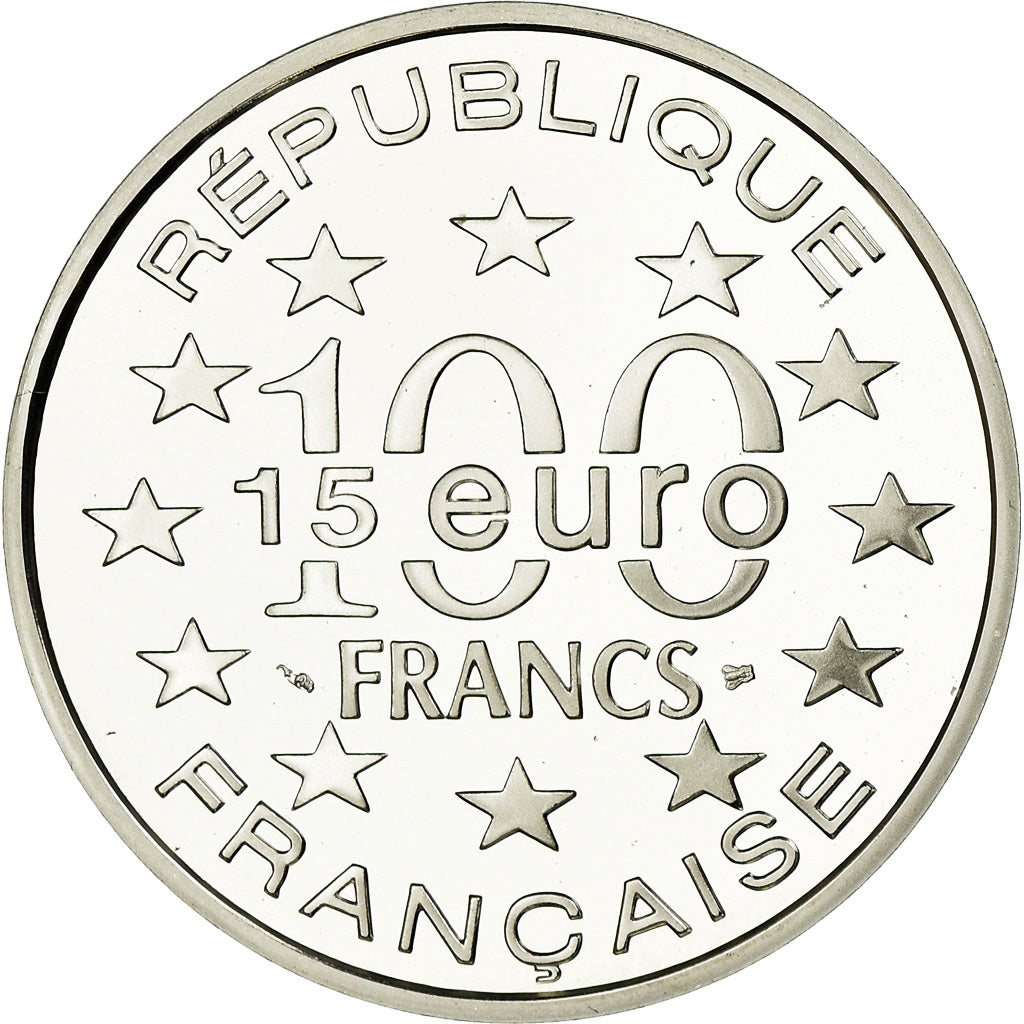 Coin, France, 100 Francs-15 Euro, 1996, Paris, MS(65-70), Silver, KM:1142