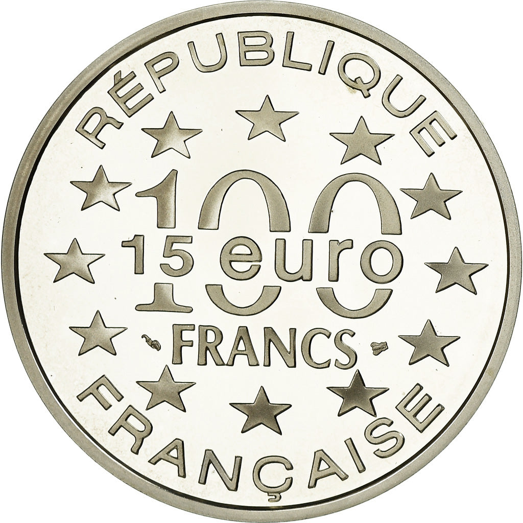 Coin, France, 100 Francs-15 Euro, 1996, Paris, MS(65-70), Silver, KM:1140