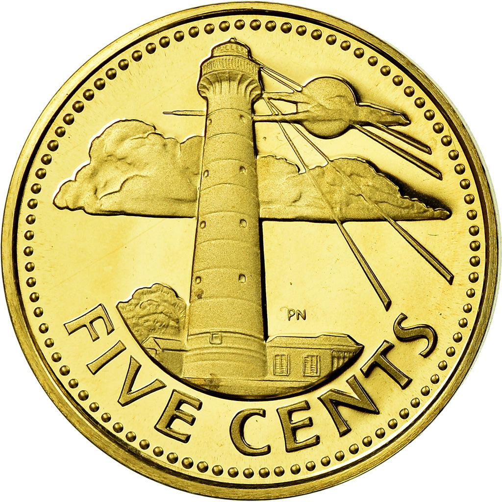 Coin, Barbados, 5 Cents, 1973, Franklin Mint, Proof, MS(65-70), Brass, KM:11