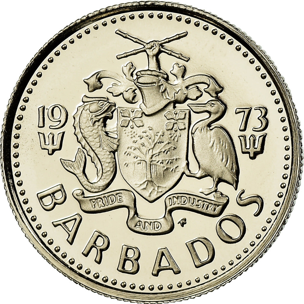 Coin, Barbados, 10 Cents, 1973, Franklin Mint, Proof, MS(65-70), Copper-nickel
