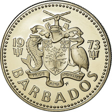 Coin, Barbados, 25 Cents, 1973, Franklin Mint, Proof, MS(65-70), Copper-nickel