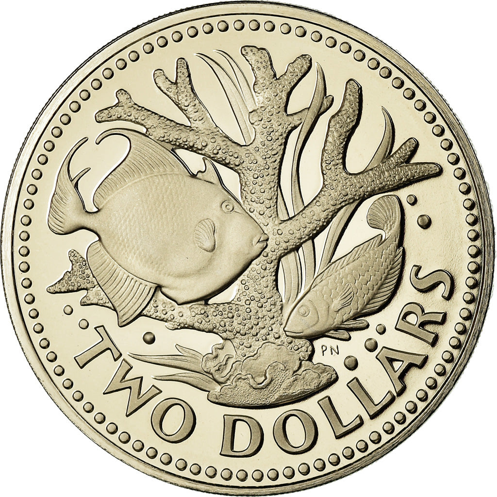 Coin, Barbados, 2 Dollars, 1973, Franklin Mint, Proof, MS(65-70), Copper-nickel