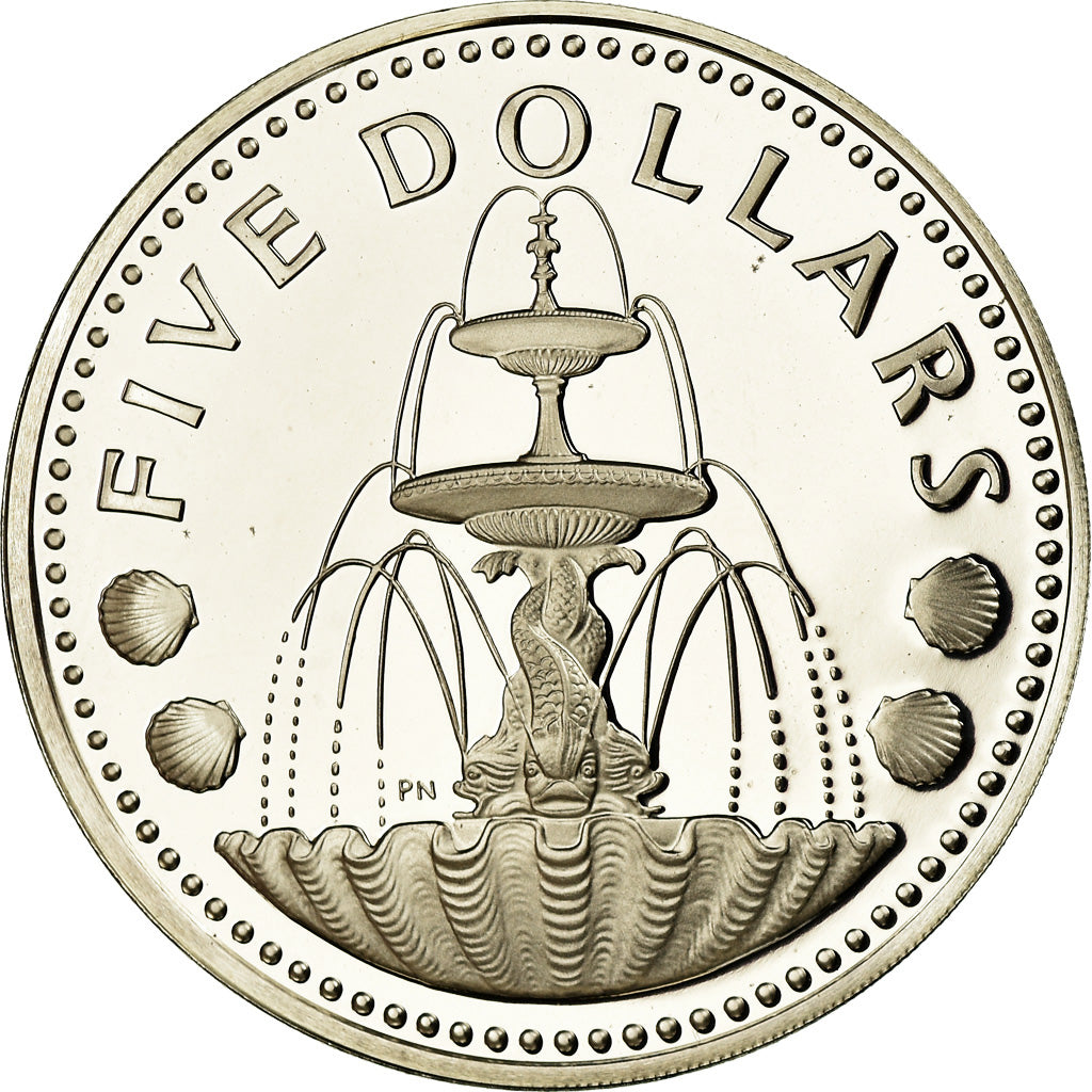 Coin, Barbados, 5 Dollars, 1973, Franklin Mint, Proof, MS(65-70), Silver, KM:16a